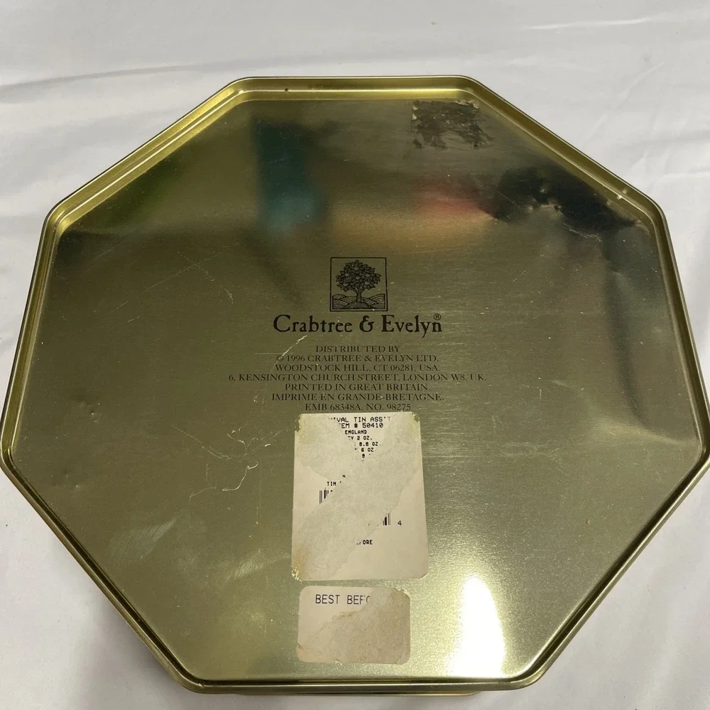 Vintage‎ 1996 Crabtree & Evelyn Octagon Collectible Holiday Tin 10